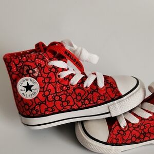 Converse Red and White High-Top Sneakers with Classic Design